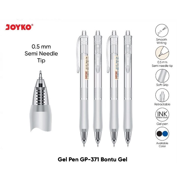 

ART W53P 12Pcs Pulpen Gel Cetek Joyko GP371 Pena Bontu Gel 5mm