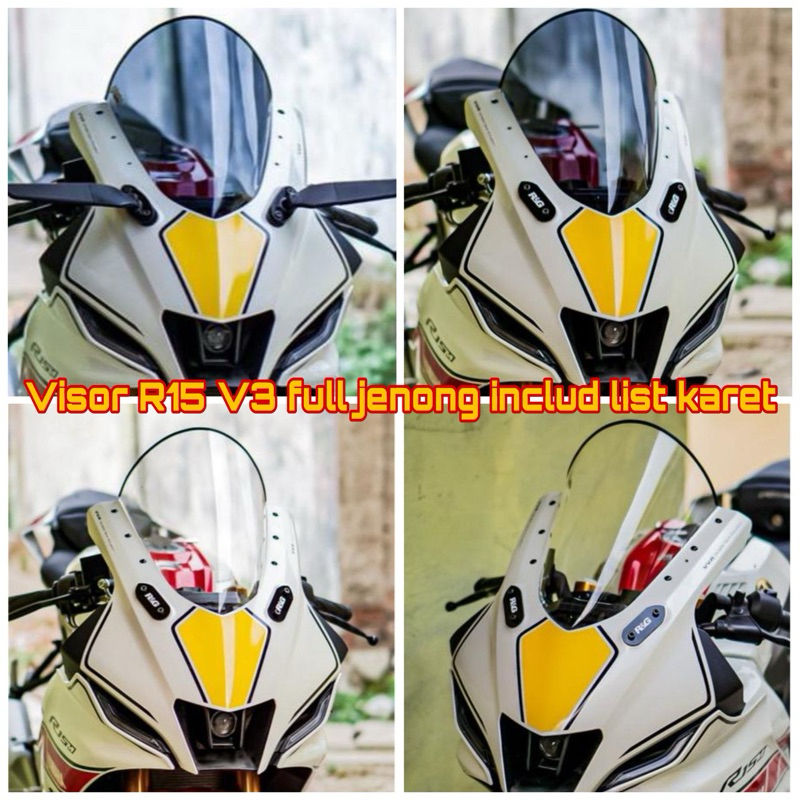 Visor windshield R15 V3 full jenong (TEBAL 3MM/INCLUD LIST KARET) - visor R15 jenong - visor R15 V3 