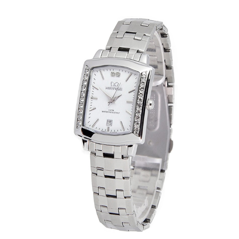 JAM TANGAN Mirage 7442 Silver White Lady LDBSSSL