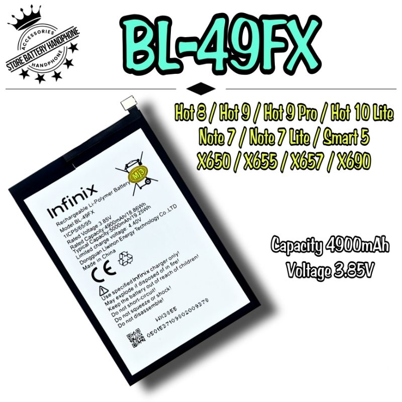 Baterai Batrai Infinix BL 49FX BL49FX | Smart 5 X657 | Note 7 | Hot 9