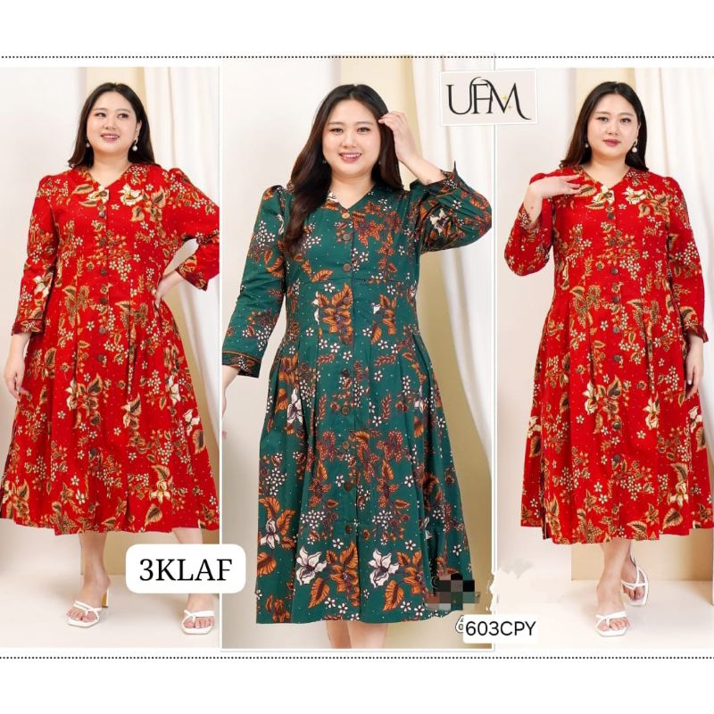 Dress Wanita Batik Sultan Gaun Pesta Jumbo 3 Motif