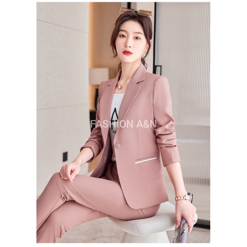 Jas Blazer wanita formal/Jas Blazer wanita saku list putih/Jas Blazer wanita kantoran/Atasan wanita