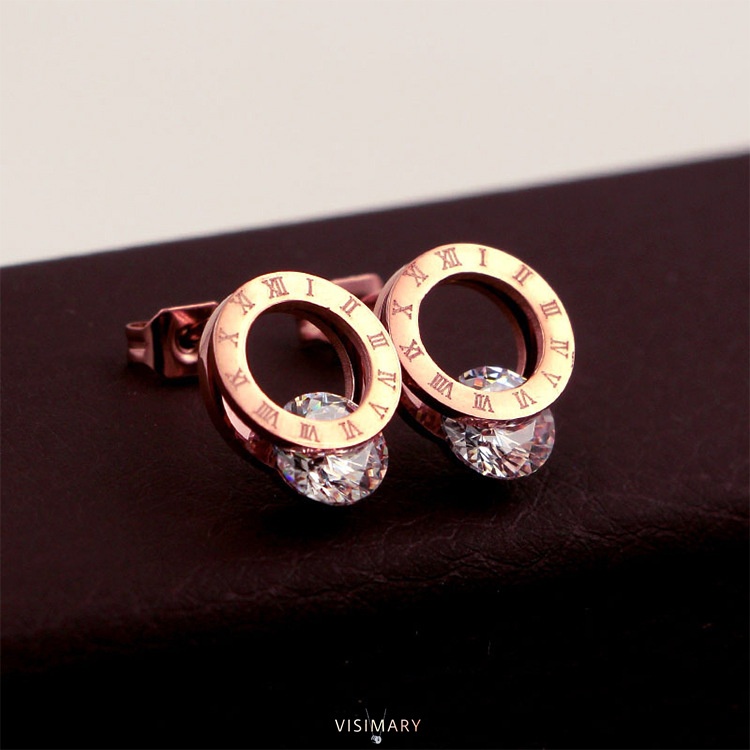 VISIMARY - A63 ANTING TITANIUM WANITA Anting Tusuk Diamond Putih Elegan