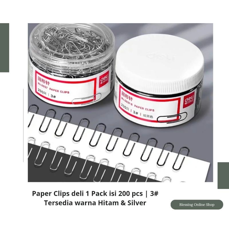 

Paper Clips deli 1 Pack isi 200Pcs | 3#