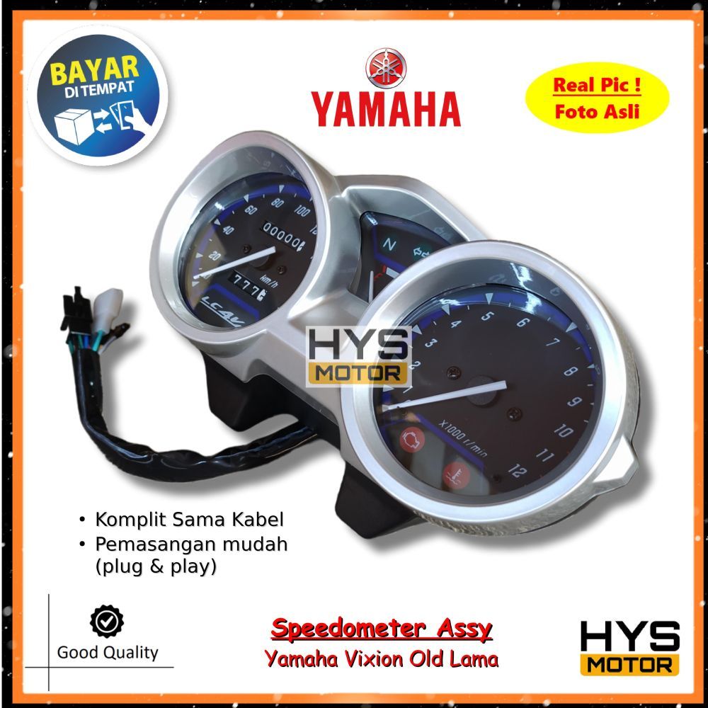 HYS Spidometer Assy YAMAHA Vixion Old Lama Speedometer Kilometer KM Full Set Kabel Mika Tebal