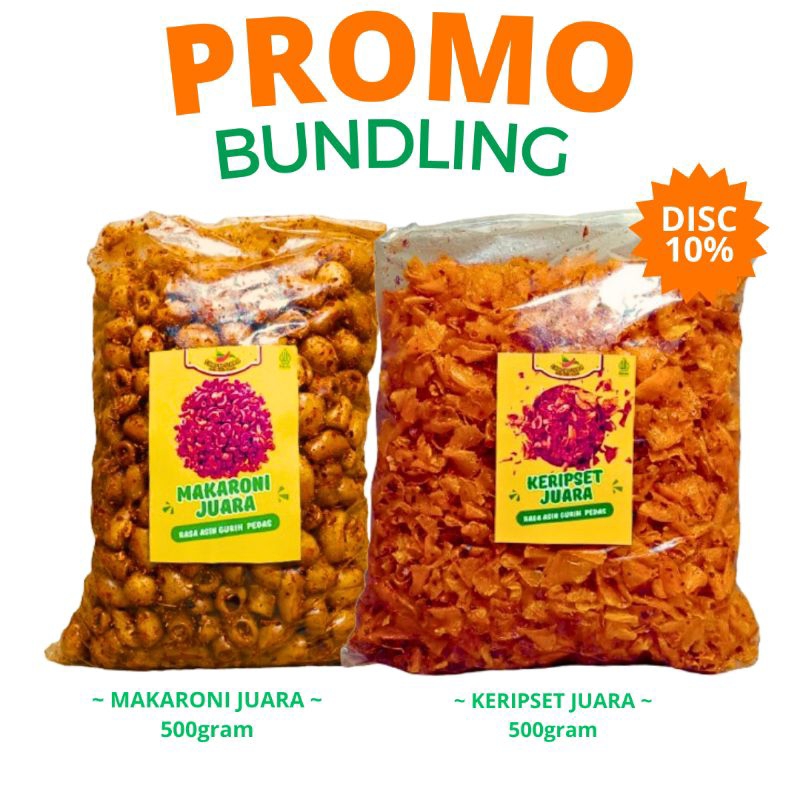 

PAKET BUNDLING KERIPSET & MAKARONI JUARA 500gram - SNACKJUARA