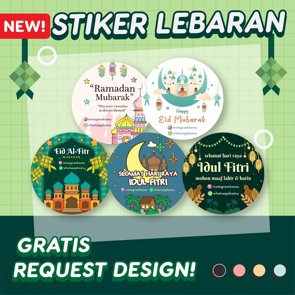 

Stiker Idul Fitri Custom Free Design | Stiker Toples Kue Kering Lebaran | Stiker Label Hampers Makanan