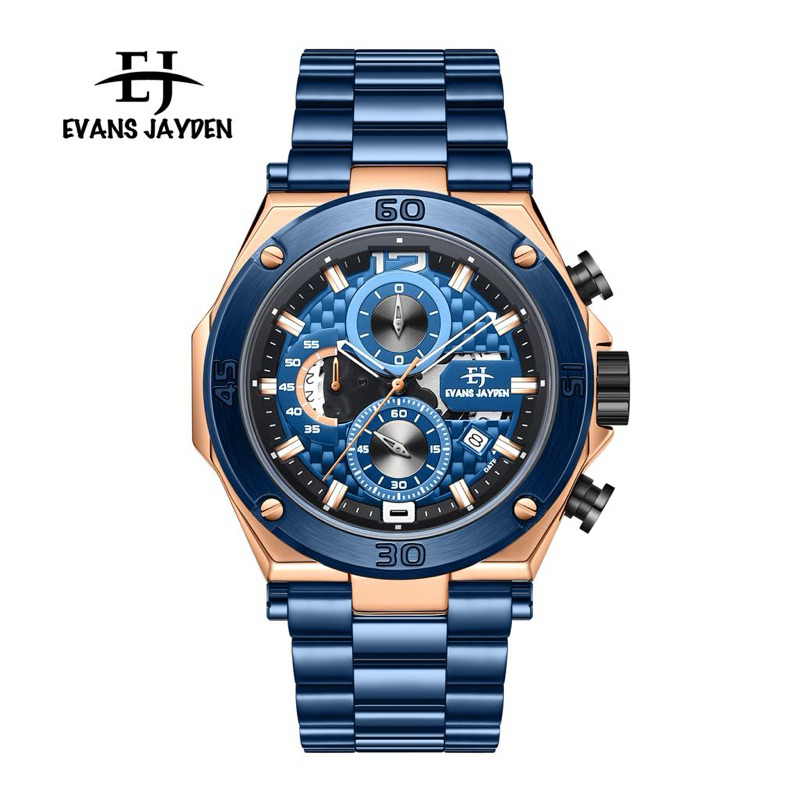 Jam Evans Jayden 9839 Original Sapphire Full Stainless steel Chronograph Fullset