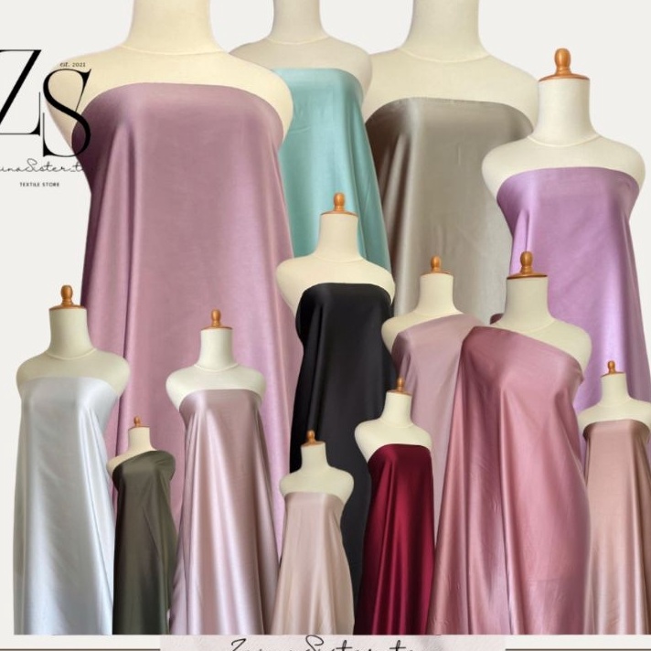 Banyak Peminat Bahan Satin Maxmaraa Silk Lux Premium Meteran Mewah Warna Hijau Sage Green