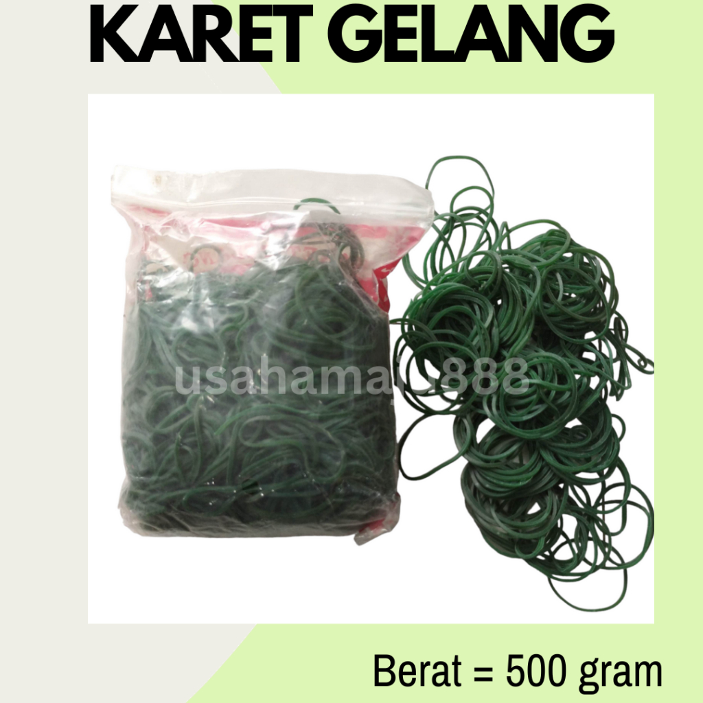 

Karet Gelang Hijau Royal @500gram ikat duit uang barang dapur plastik