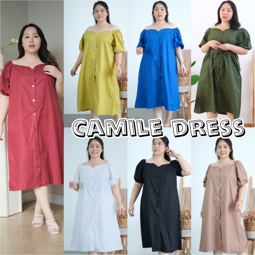 JUMBO CAMILE DRESS BIGSIZE MATERIAL KATUN POPLIN FIT TO XXL MIDIDRESS (BISA BUSUI)