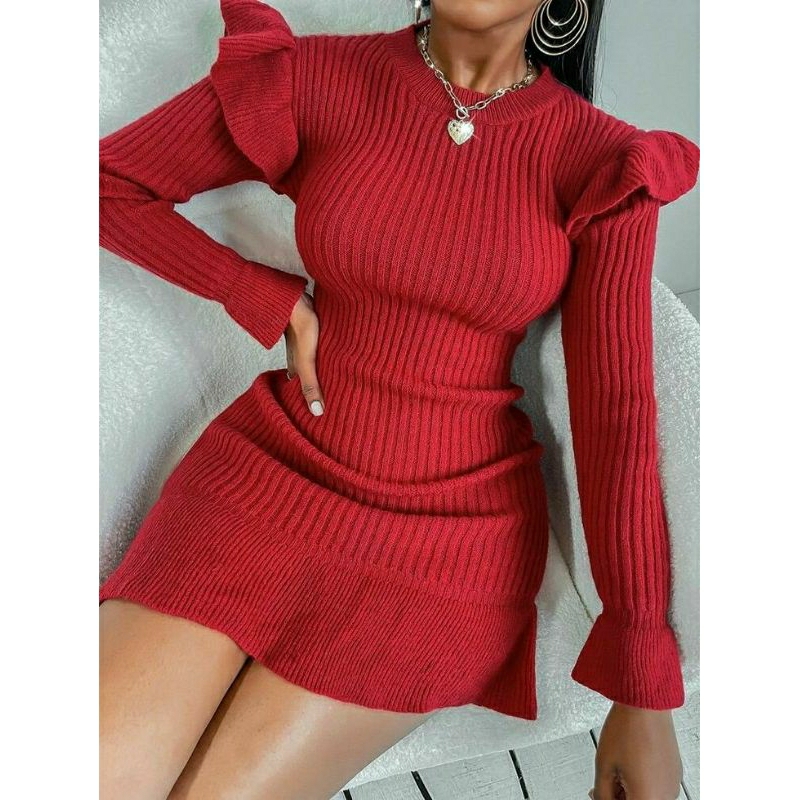 dress bahu rempel | pakaian rajut | barpell