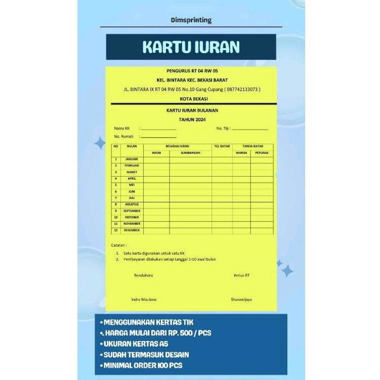 

Kartu Iuran by : Dimsprinting