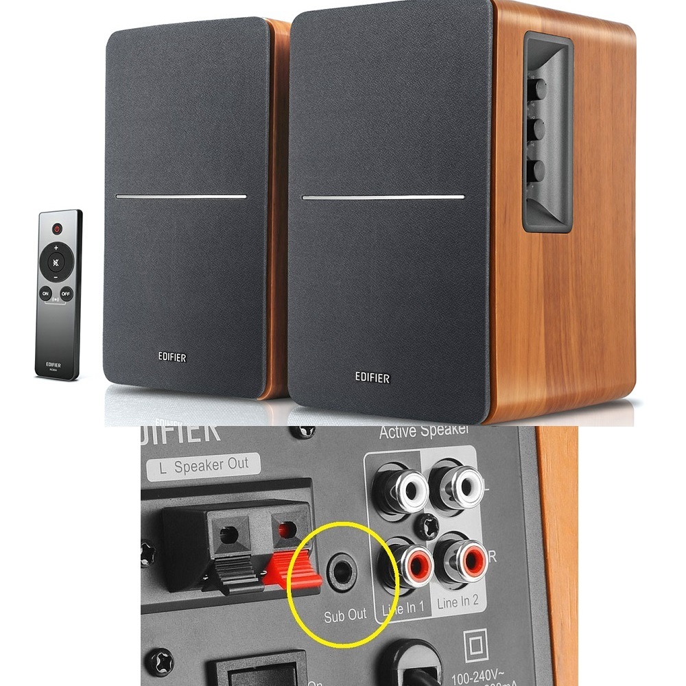 BUILT-IN POWER - EDIFIER ACTIVE Bluetooth Bookshelf Speaker Aktif Retro Klasik Remote Wireless R1280