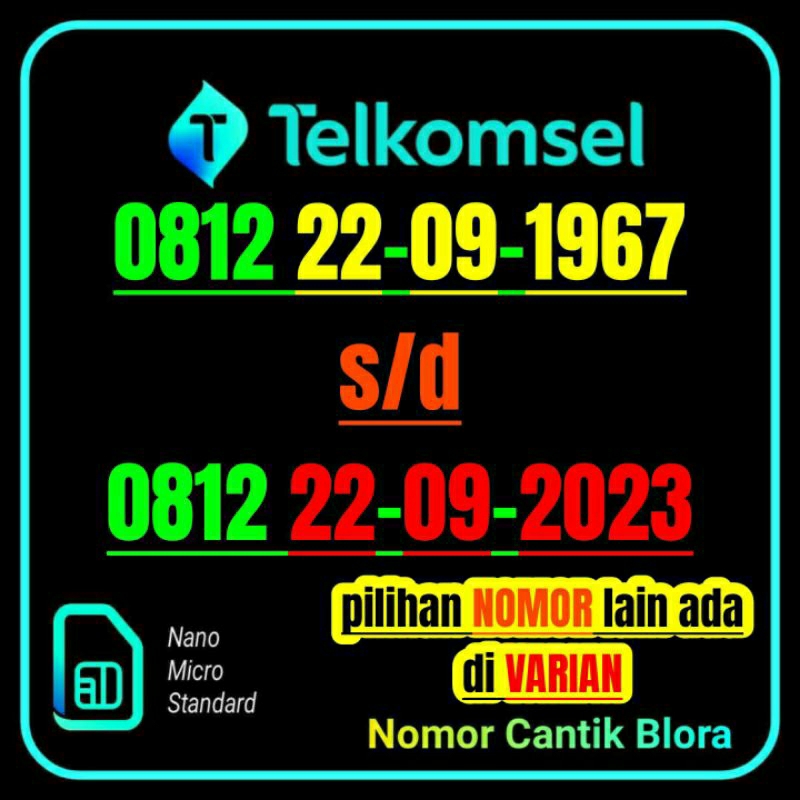 Nomor Cantik Telkomsel Tahun Lahir 22 SEPTEMBER 0812 22 09 2209 1967 1968 1969 1970 1974 1977 1978 1