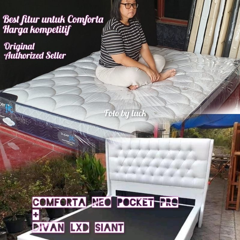 Set Comforta neo pocket pro superfit plus divan lxd sand Siantanamo kasur spring bed