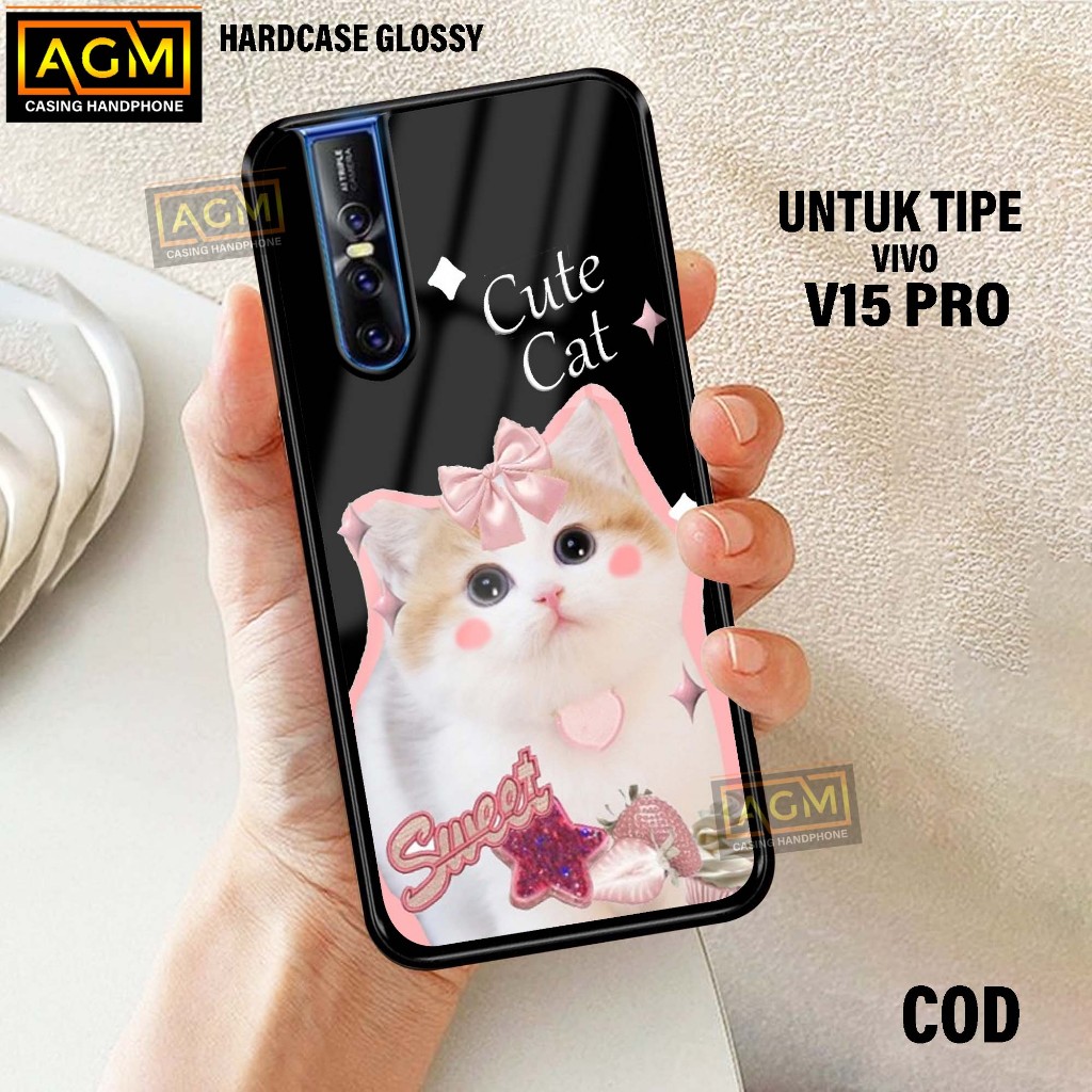 Case Vivo V15 PRO - New Case Glossy casing Hp Vivo V15 PRO [Motif CUTE CAT] - AGM Case softcase glas