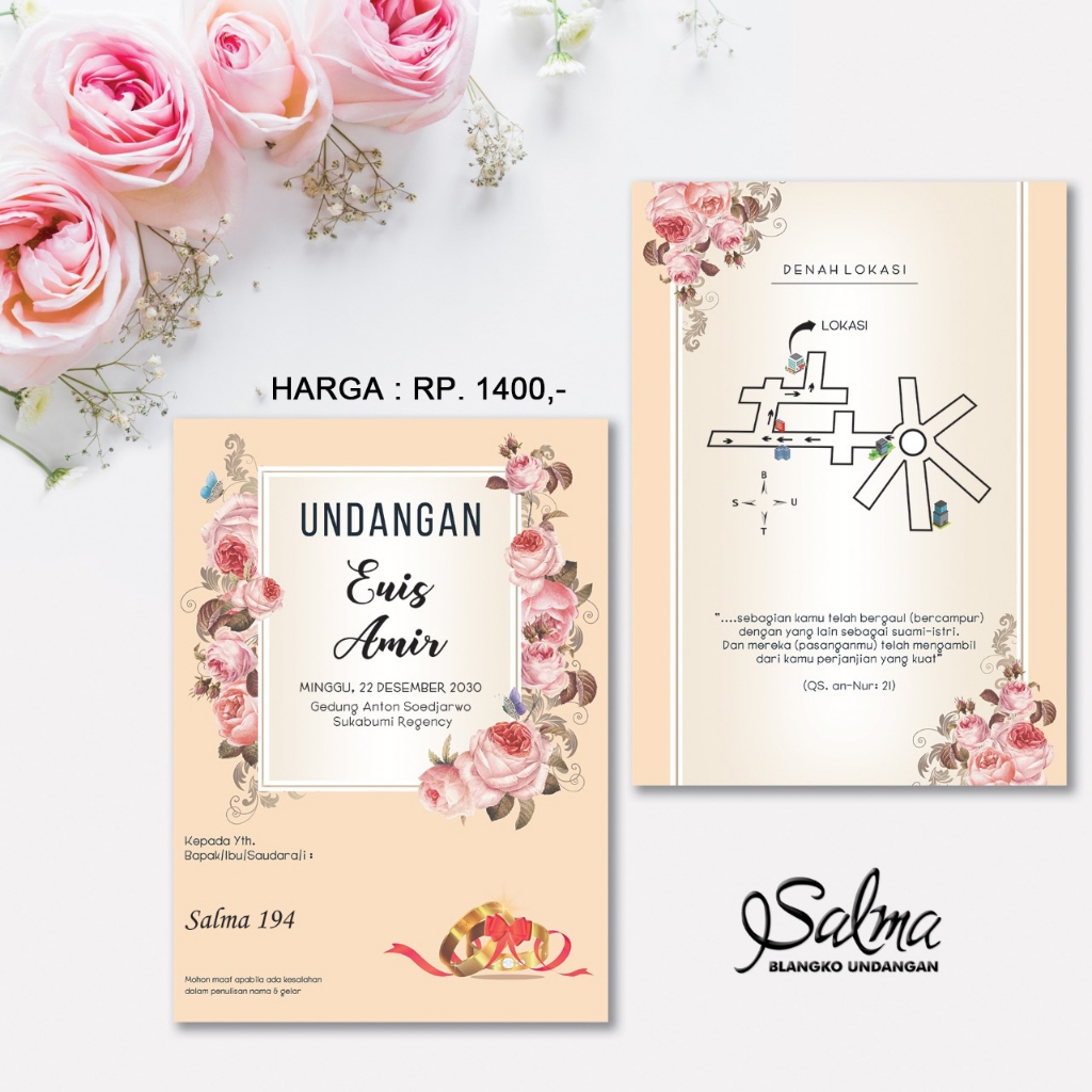 Cetak Undangan Blangko Pernikahan terjangkau Salma 194