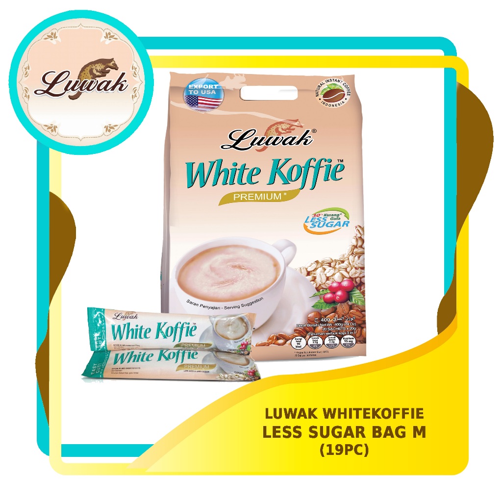 

LUWAK WHITE KOFFIE LESS SUGAR BAG M 19 PC