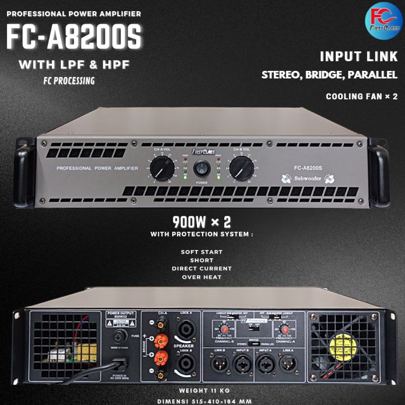 Power Amplifier With Crossover Firstclass FcA 8200s Subwoofer | Power Fca 8200 S LPF HPF