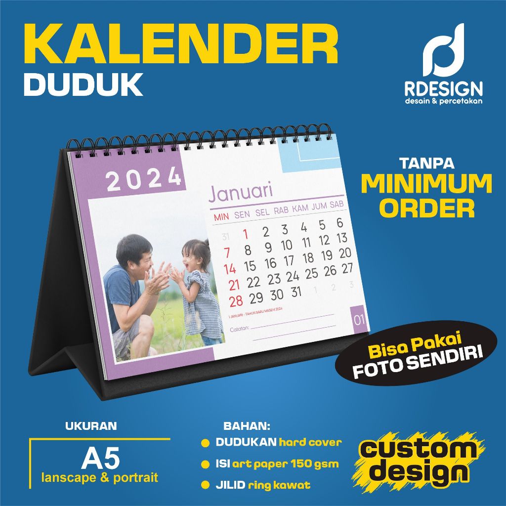 

KALENDER DUDUK / KALENDER MEJA UKURAN A5 HARD COVER CETAK SATUAN CUSTOM DESIGN