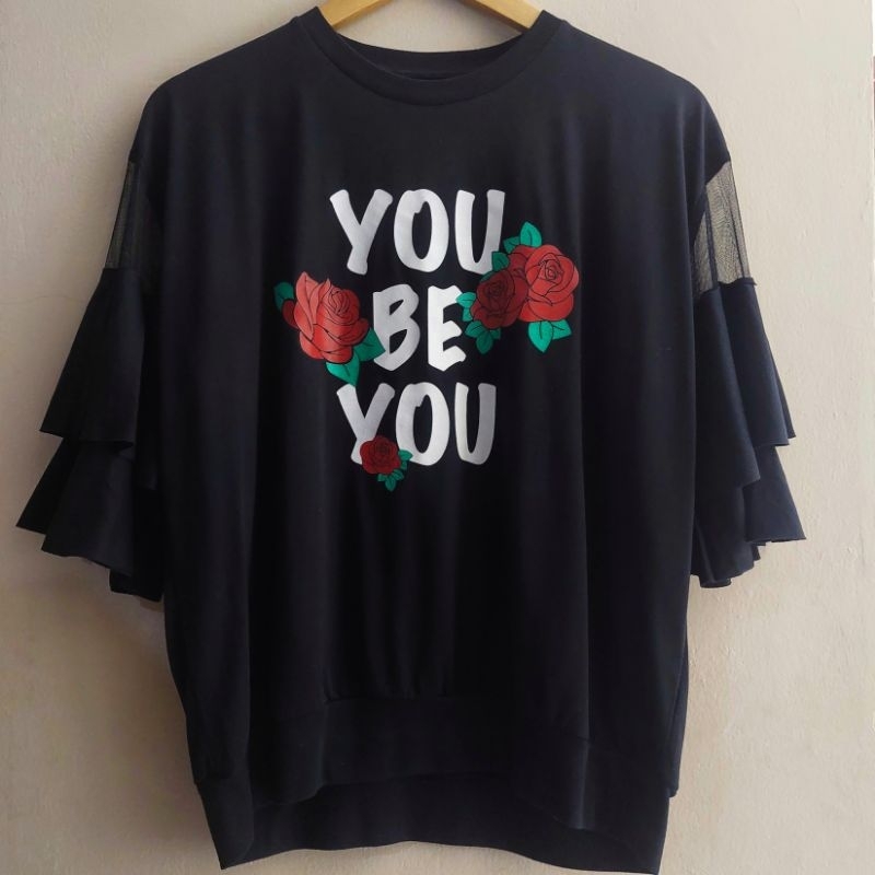 COLORBOX TShirt Kaos Print Gambar Rose Black
