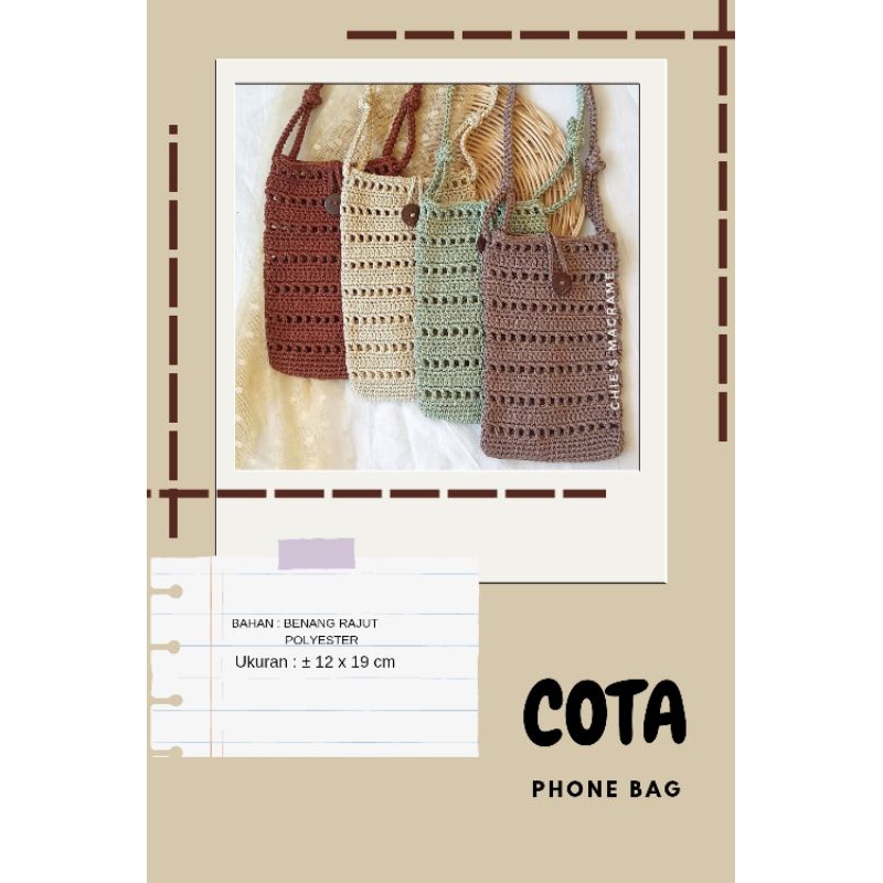 (Ready stock ) tas hp rajut / COTA phone bag/tas rajut /tas rajut murah/ phone bag