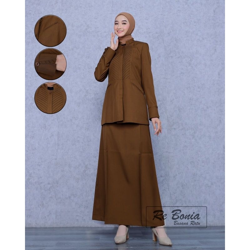 seragam Pemda kheki tua wanita pdh Pemda Aceh seragam ASN coklat gelap baju dinas Pemda tua Re Bonia