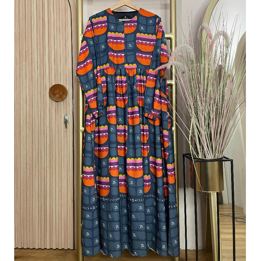 Dress Gamis Zoya Printingan By Zeeaudrey