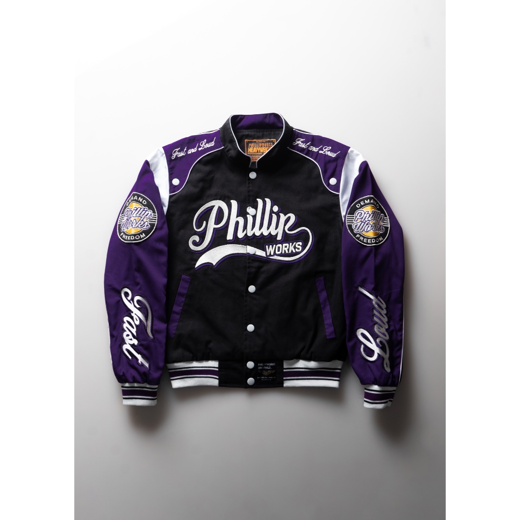 PHILLIP WORKS PHILLIPWORKS JACKET JAKET VARSITY BASEBALL NASCAR MOTOR RACING BALAP TOURING RIDING RI