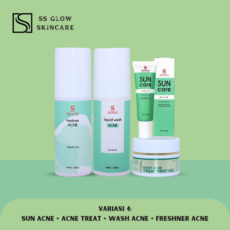 SHINESKIN PAKET HEMAT ACNE WHITENING GLOW / PAKET ACNE / PAKET BERJERAWAT
