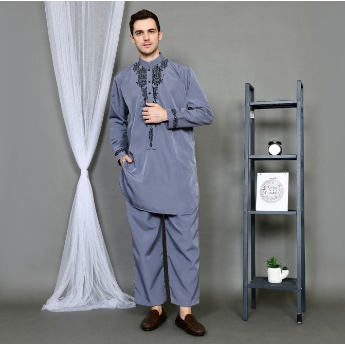 HOT PRODUCT Baju Koko Setelan Pria Dewasa - Kurta Pakistan Model Bordir Set Celana - Gamis Setelan