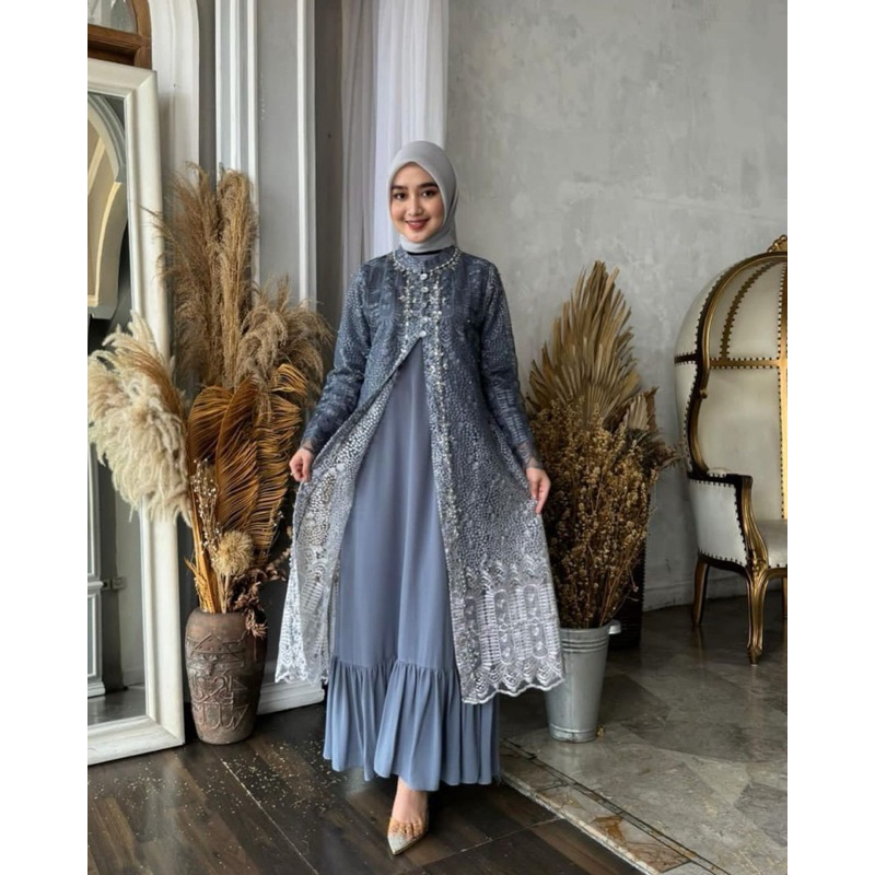 NEW ARRIVAL GAMIS CARDIGAN TILE GRADASI PAYET | GAMIS OUTHER LEPAS PASANG | GAMIS CERUTY MIX PAYET |