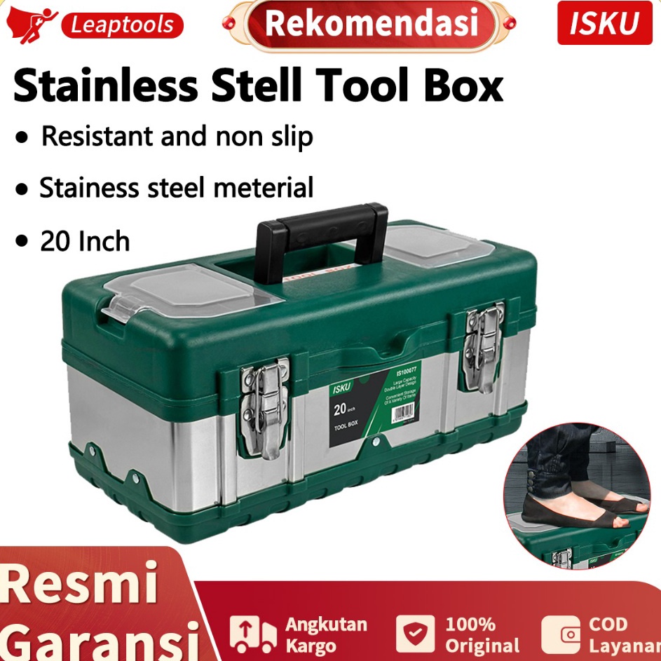 Isku Tool Box Besar 15182 Inch Kotak Perkakas Stainless Steel Besar Box Perkakas Tool Box
