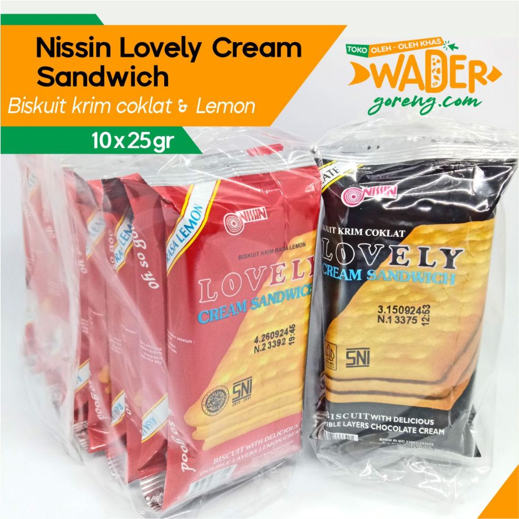 

Nissin Lovely Cream Sandwich cokelat dan lemon biskuit krim 25 gram