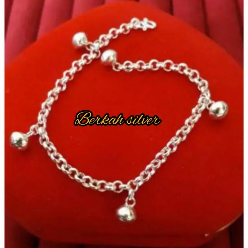 Gelang kaki perak murni bayi/anak full loceng 7g (kode 22)