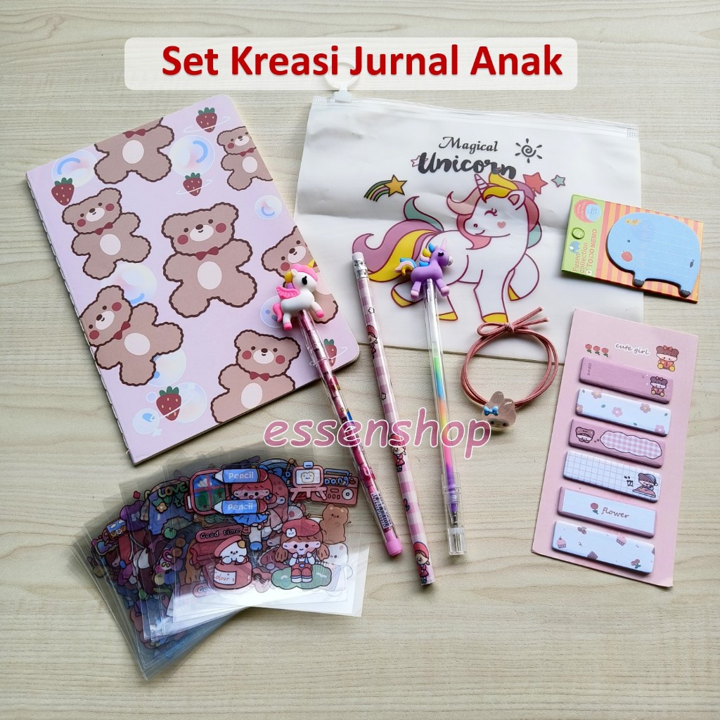 

Alat tulis anak kreasi hadiah sticker anak notebook pensil penghapus