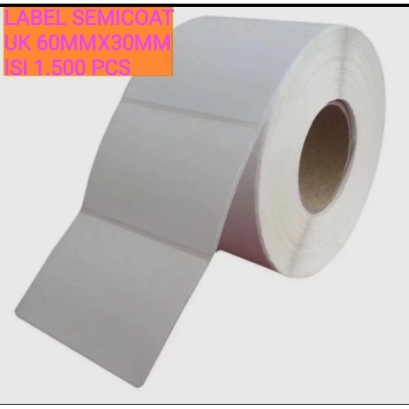 

LABEL SEMICOAT 60x30 mm 1Line isi 1.500 pcs, Core1", Option Core2