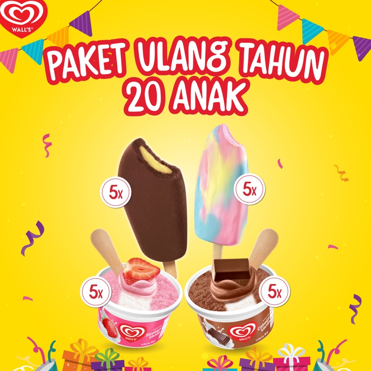 

QFHW5283 HOT Walls Ice Cream Paket Ulang Tahun 2 Anak Es Krim Walls