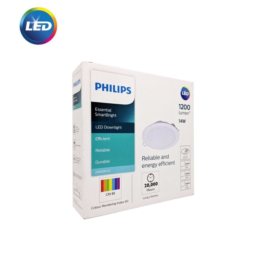 LAMPU PHILIPS LED DOWNLIGHT ESSENTIAL 14W DN020B GEN3 6'' D150 220V 14 WATT 6500K 4000K 3000K