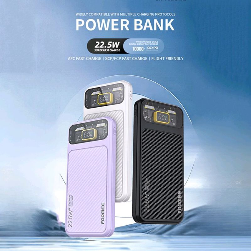 FOOMEE POWER BANK 10000MAH DIGITAL DISPLAY 22.5WATT PD+QC FP113