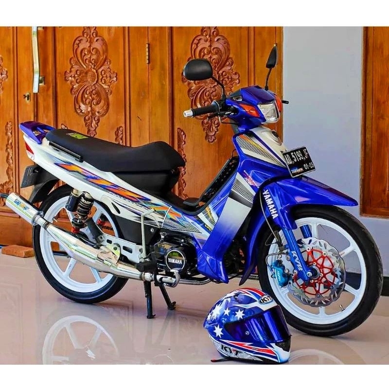 Striping lis sticker standar ORI yamaha fiz r 2004 biru putih stiker Fiz R FizR biru putih 2004