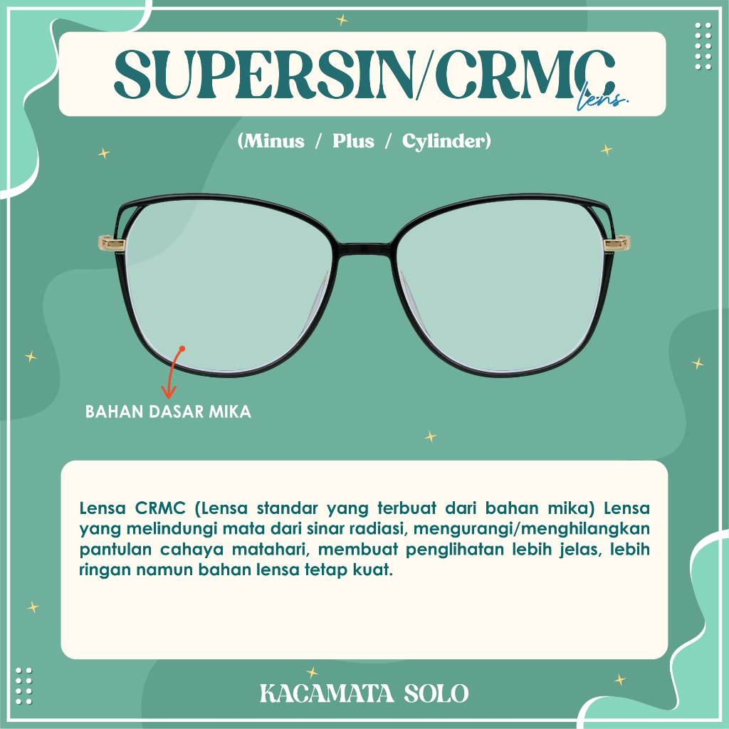 LENSA KACAMATA SUPERSIN CRMC MINUS / SILINDER / PLUS