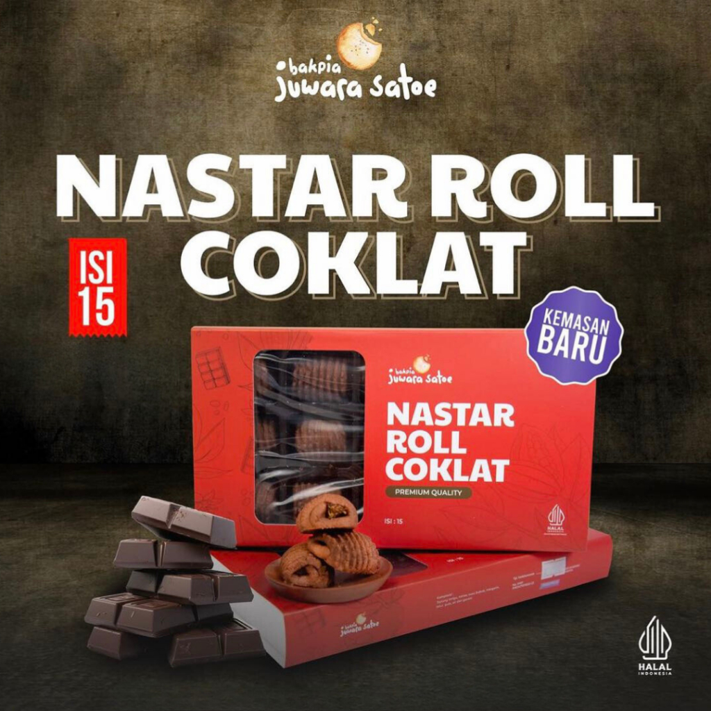 

BAKPIA JUWARA SATOE [ Isi 15 ] Roll Nastar Coklat - Oleh Oleh Khas Jogja