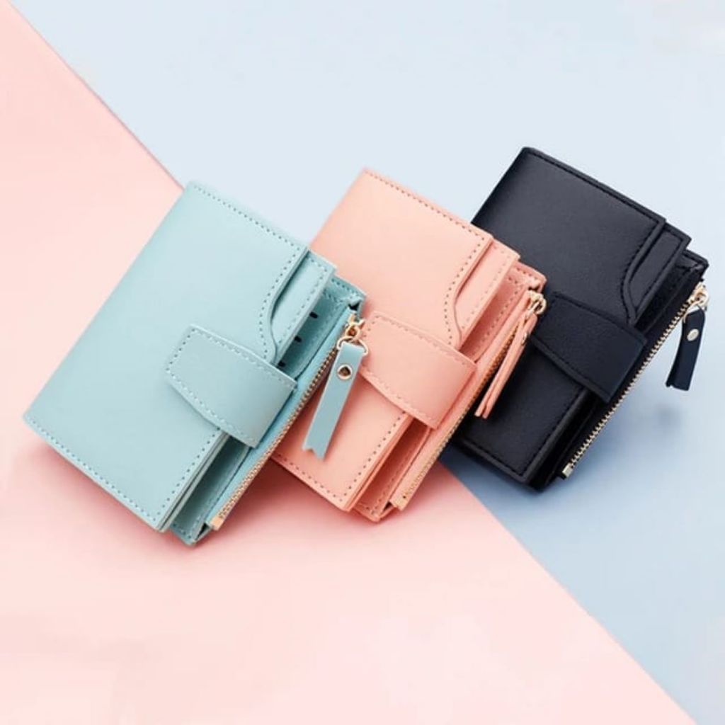 dompet polos-dompet wanita dompet lipat mini dompet uang kartu koin