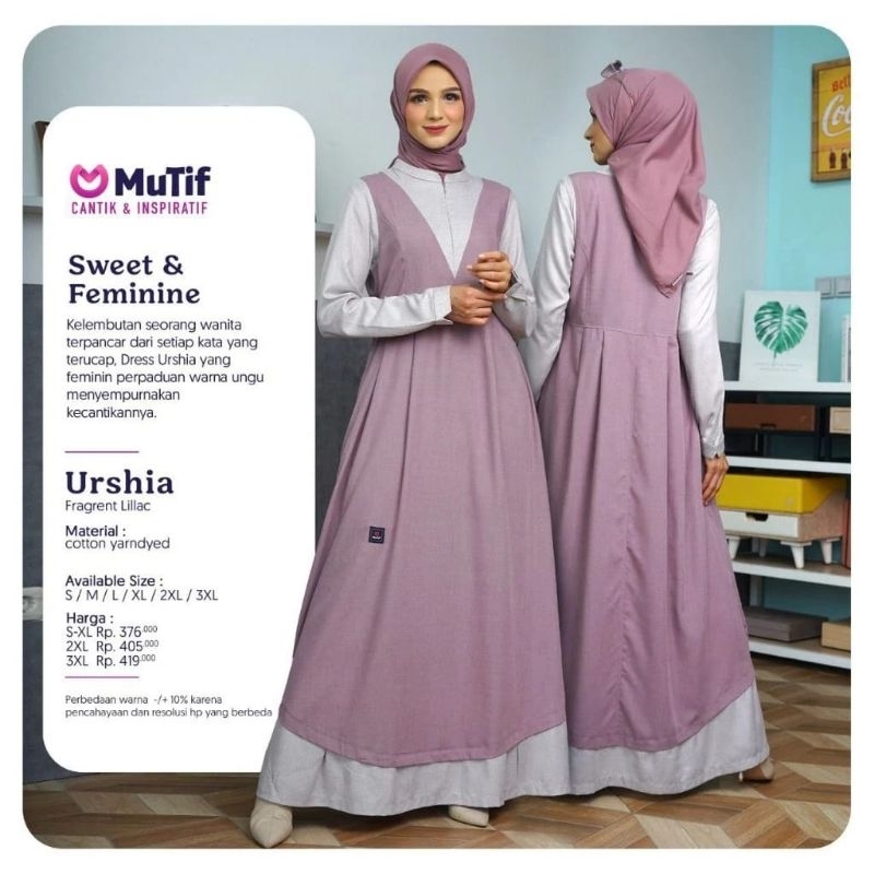 GAMIS URSHIA FRAGNANT LILAC - BAJU MUTIF FRAGNANT LILAC * BAJU MUTIF PREMIUM