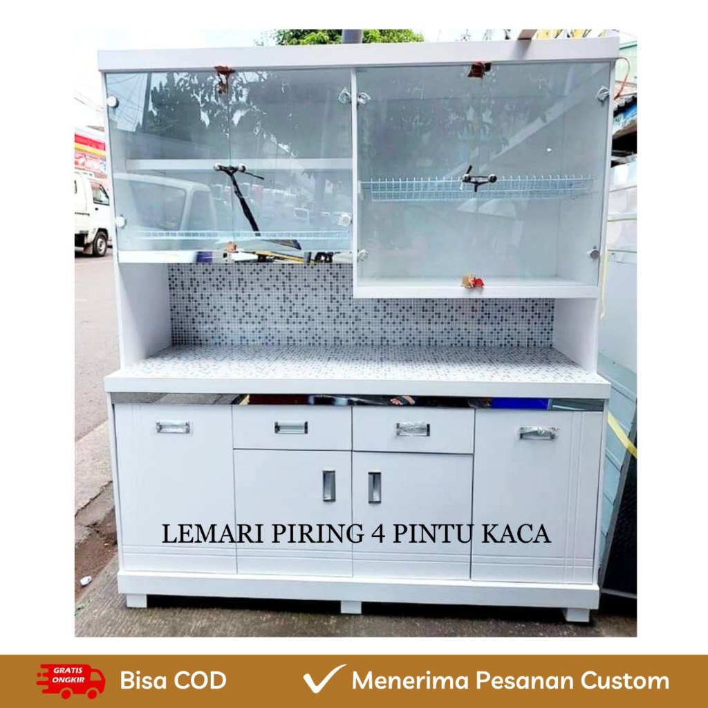 LEMARI PIRING 4 PINTU KACA TP