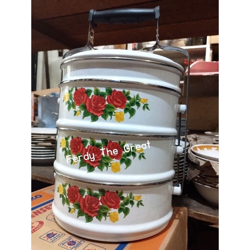 Rantang susun 4 enamel ideal / rantang susun / rantang besi / rantang enamel / rantang stainless / r