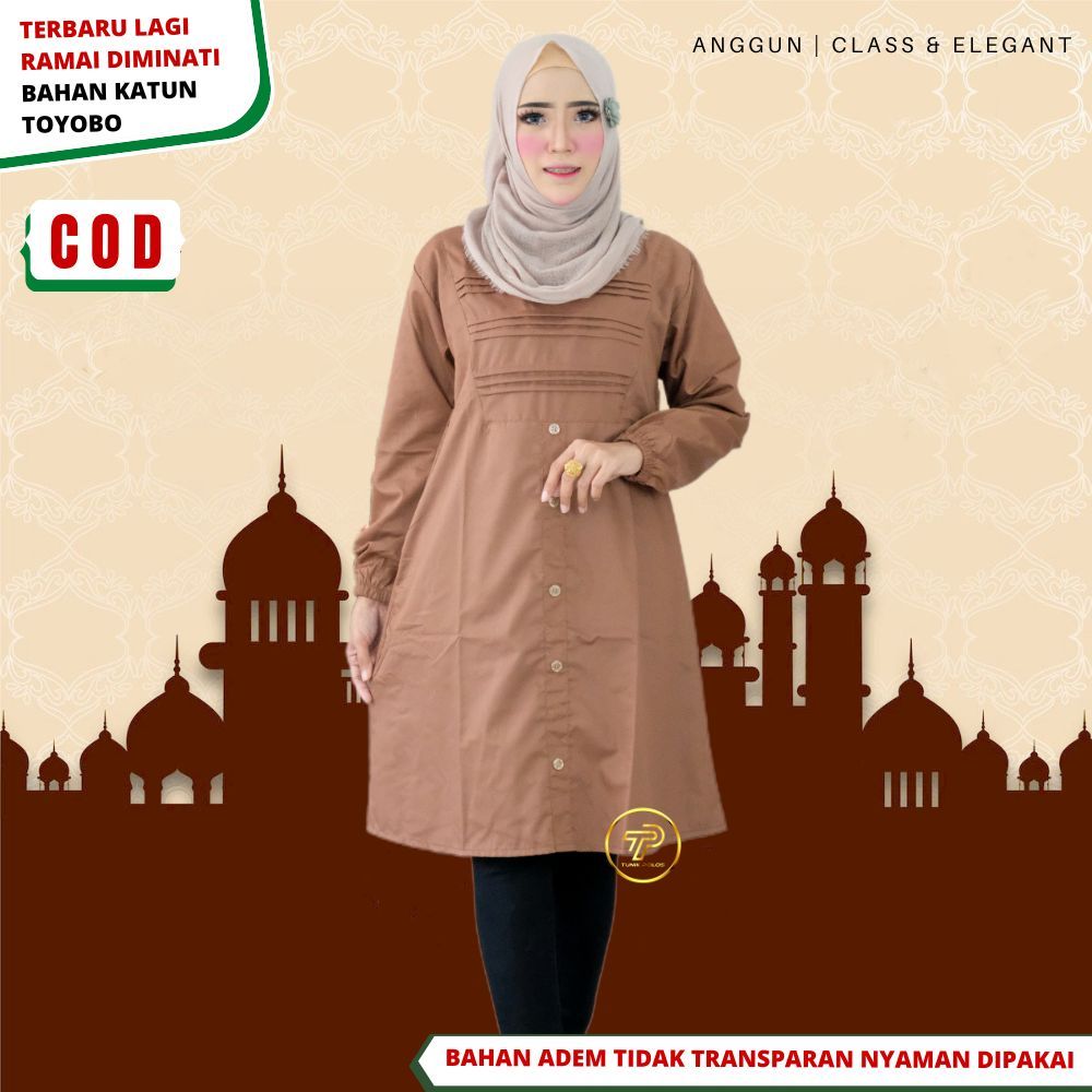 Baju Atasan Tunik Polos Wanita Bahan Katun toyobo premium Terbaru Lengan Panjang Santriwati A4