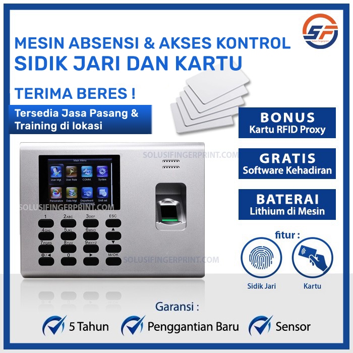 Mesin Absen Fingerprint ZKTECO K40 Pro Sidik Jari Kartu Rfid dan Akses Kontrol Pintu Absensi Support